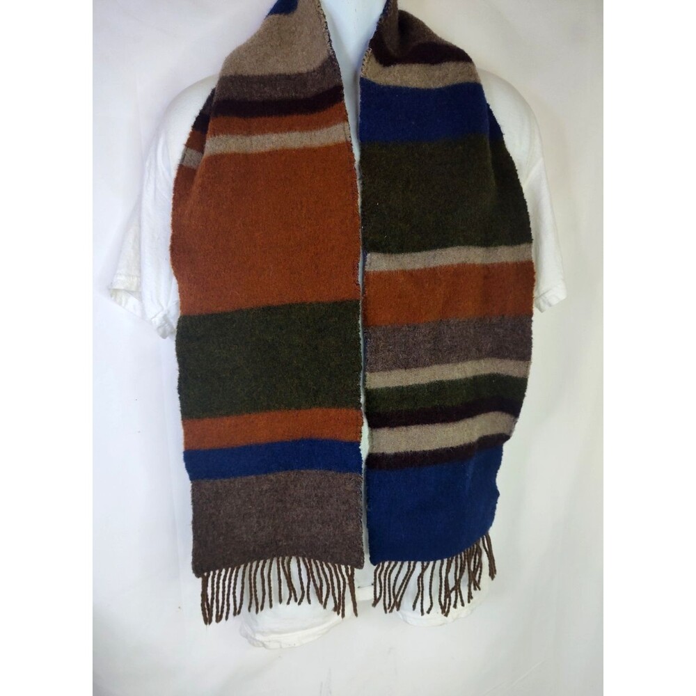 Vintage Banana Republic Long Scarf Wool Green Burgundy Plaid 63"x8"